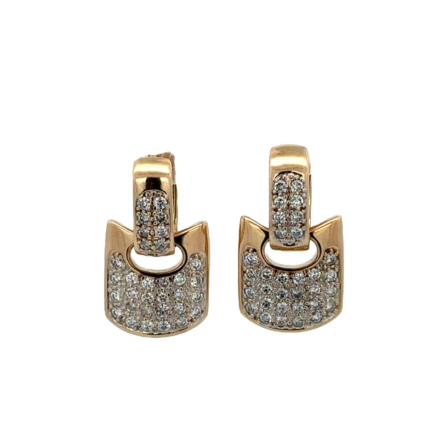 Modern Diamond Earrings in Yellow Gold