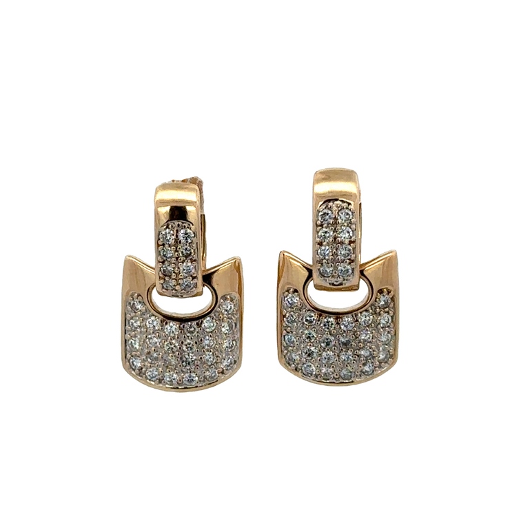 Modern Diamond Earrings in Yellow Gold