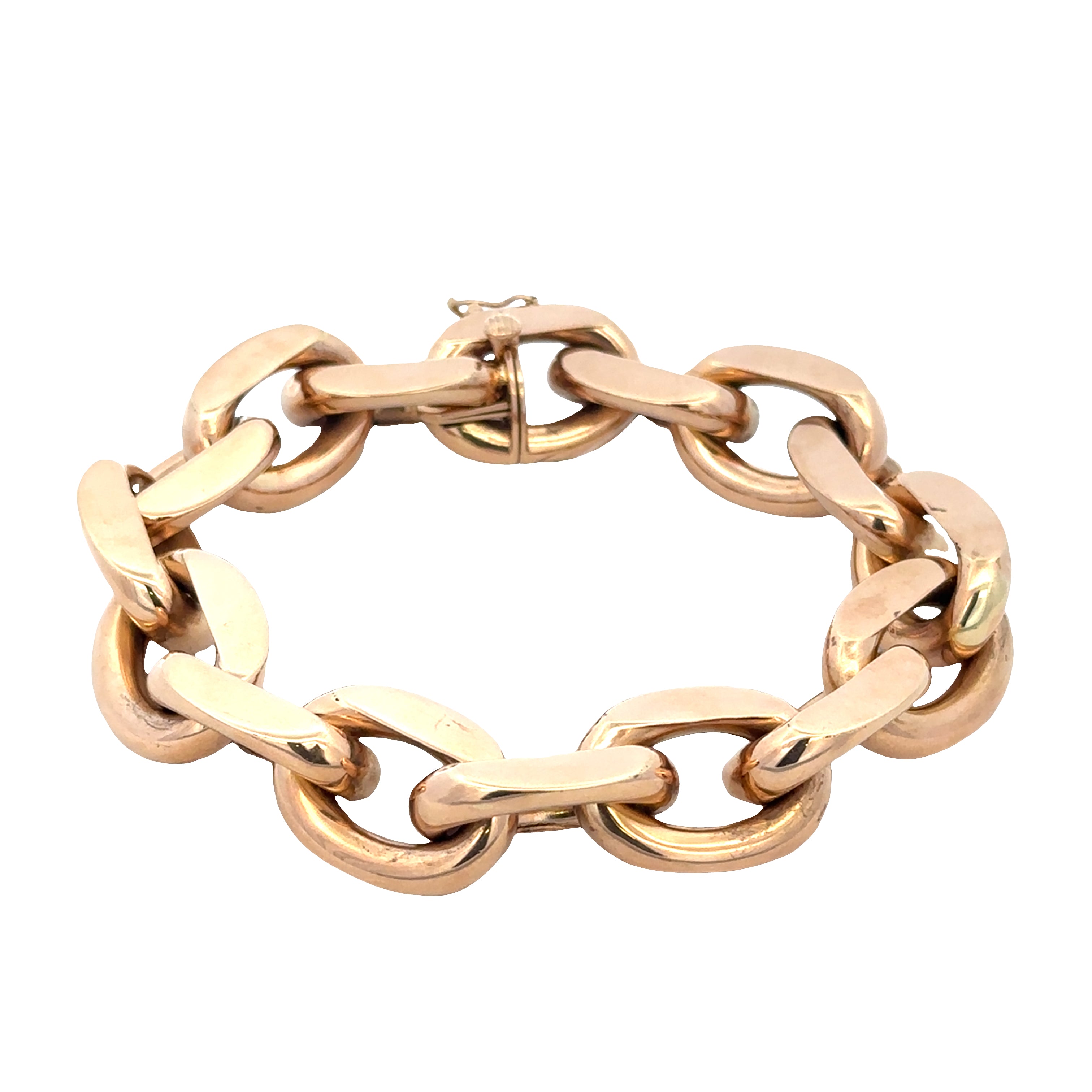18k Rose Gold Chunky Geometric Link Bracelet – 55.2 Grams, 9" Long