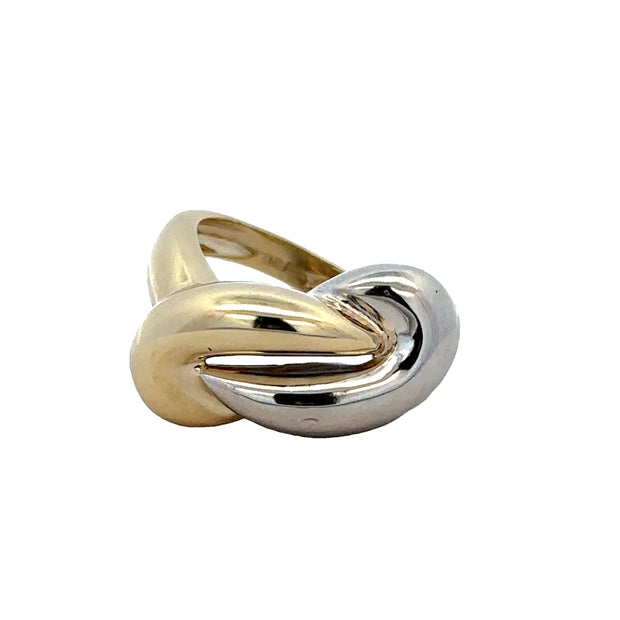 Vintage 18k Two Tone Gold Swirl Fashion Ring