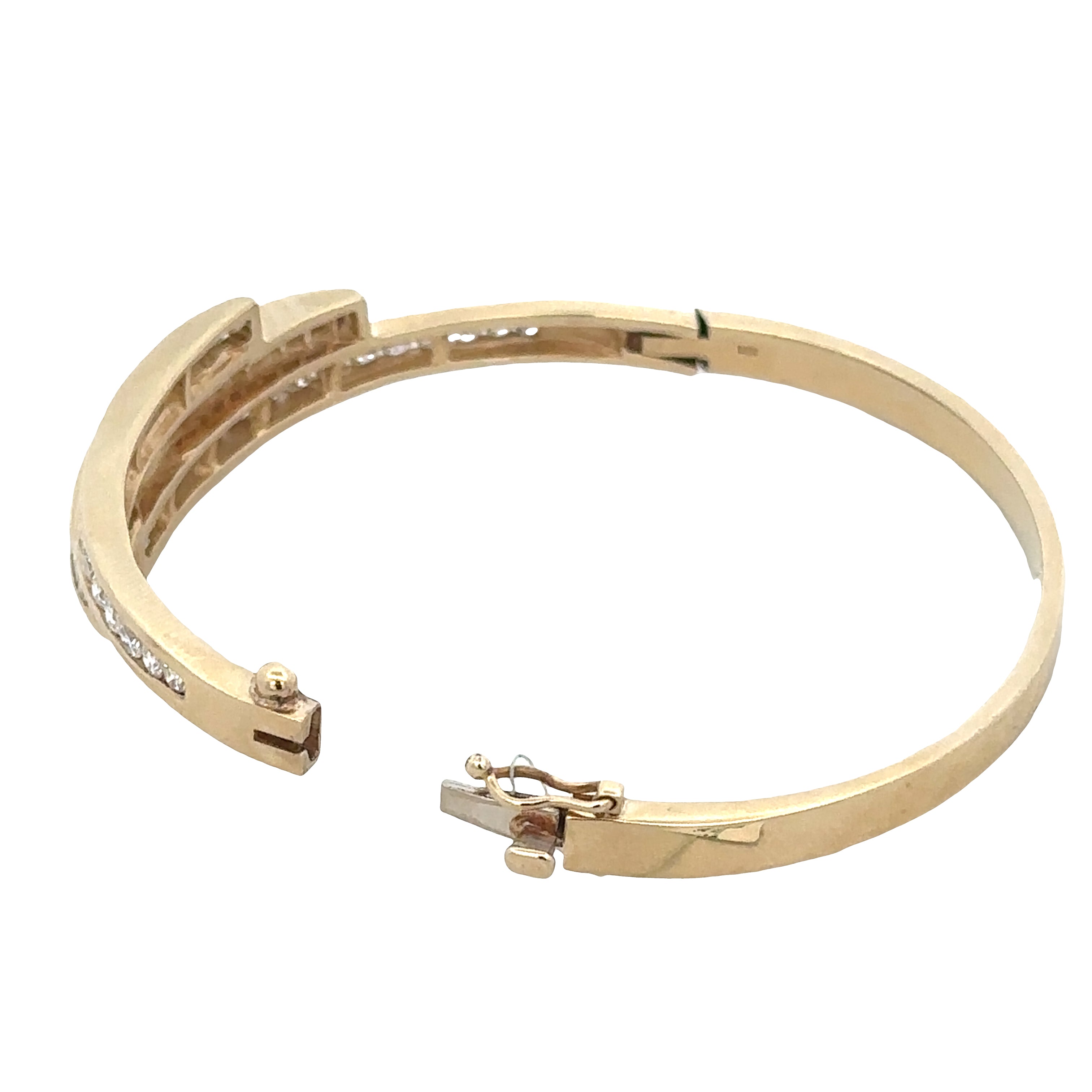 Vintage Statement 14k Yellow Gold Bypass Style Diamond Bangle Bracelet