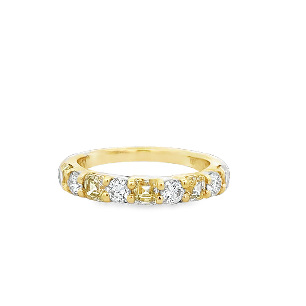 Fancy Light Yellow Emerald Cut and White Diamond Band