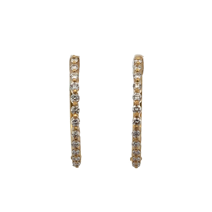 Diamond Hoop Earrings in 18k Yellow Gold