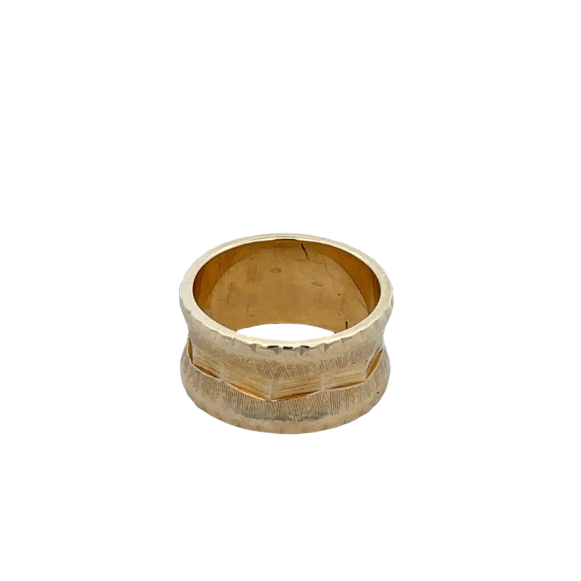 14k Yellow Gold Textured Wide Band – Size 6.25
