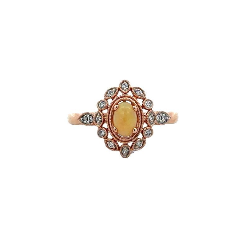 Opal and Diamond Ring in Rose Gold