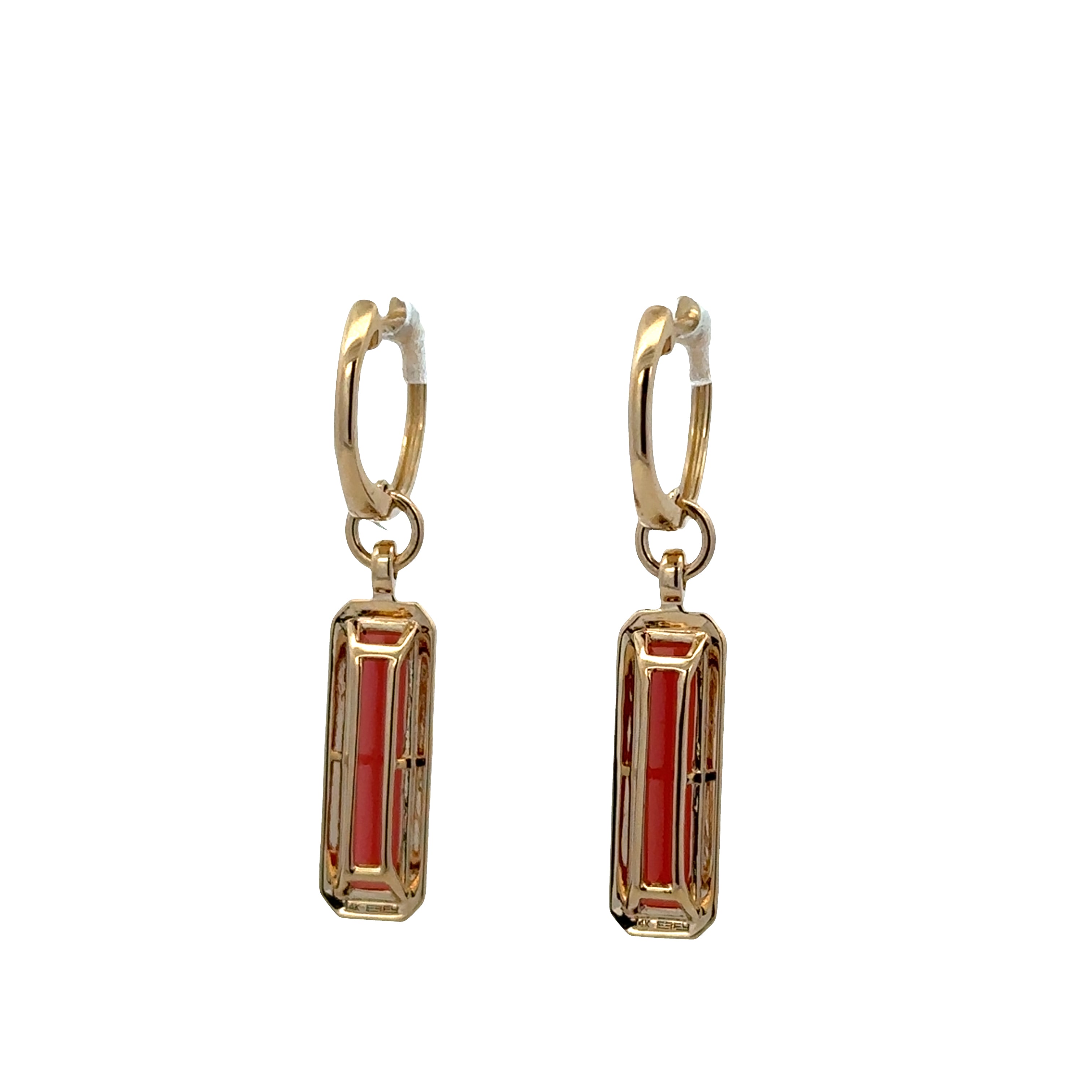 14k Yellow Gold Garnet & Diamond Dangle Earrings