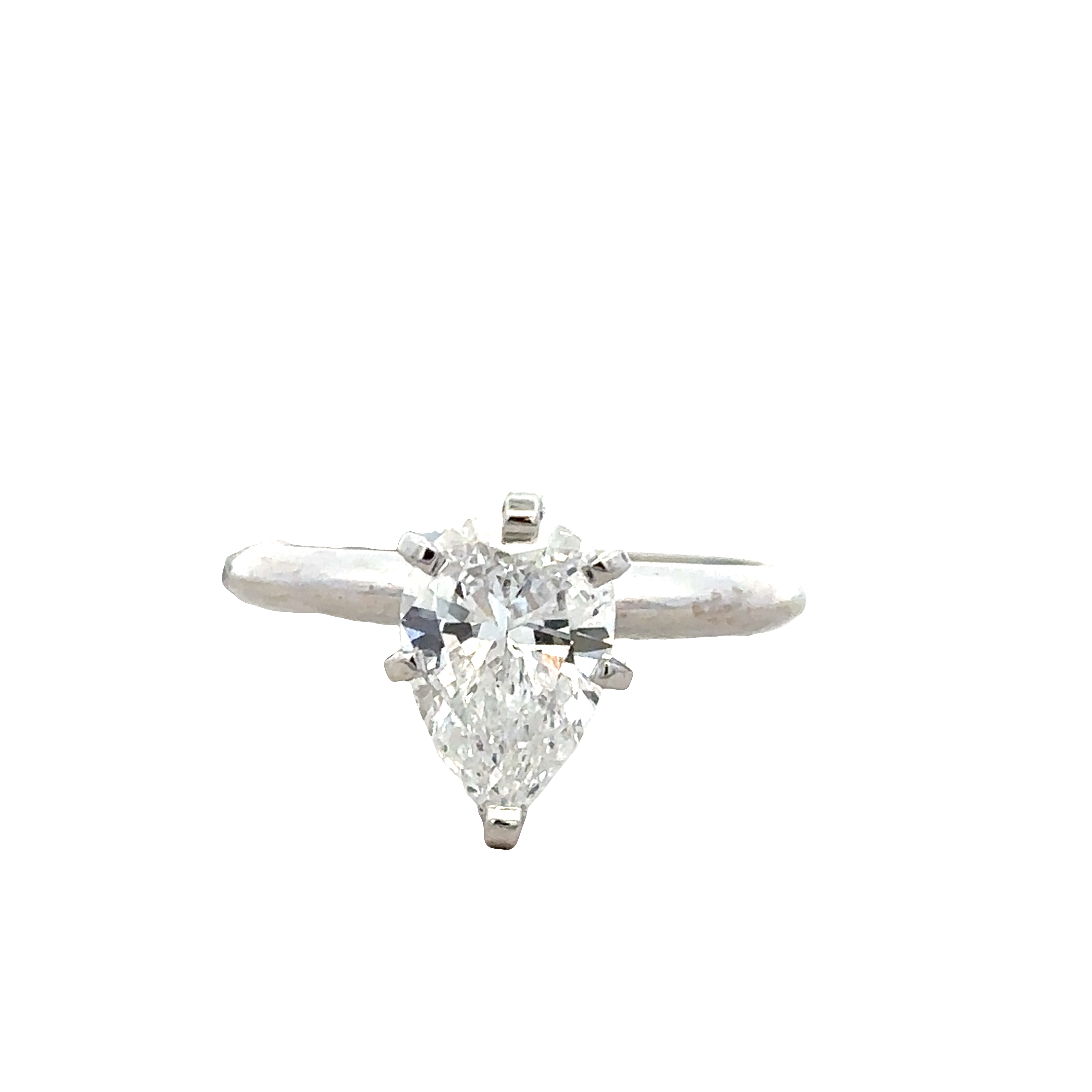 14k White Gold 1.44ct GIA Pear-Shaped Diamond Engagement Ring – Size 6.5