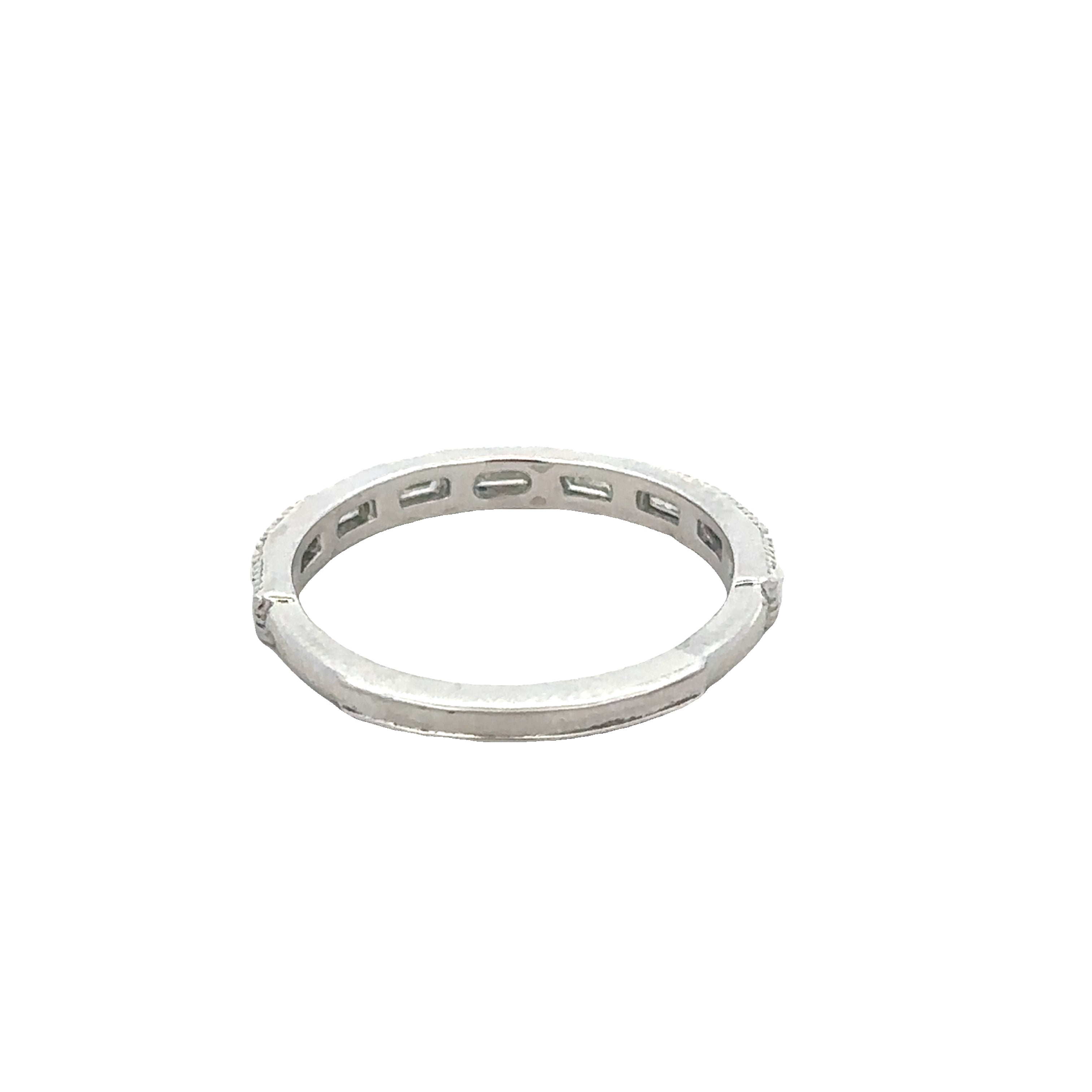 Thin Baguette Cut Diamond Band in White Gold