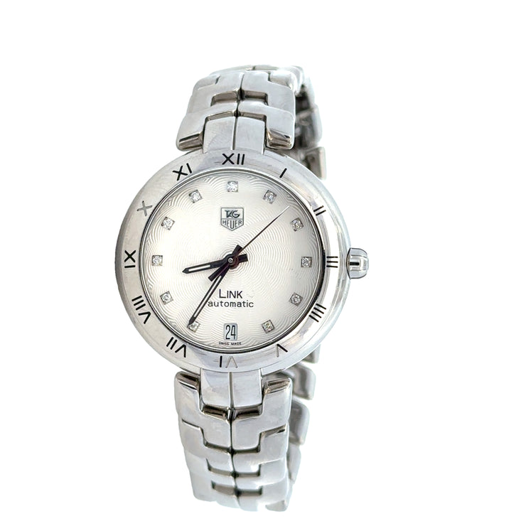 Stainless Steel Tag Heuer Link Automatic Wristwatch with Diamond Dial