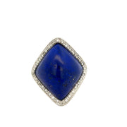 Statement Domed Lapis and Diamond Ring in 18k Gold