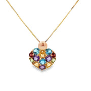 Multigem Heart Pendant in Yellow Gold