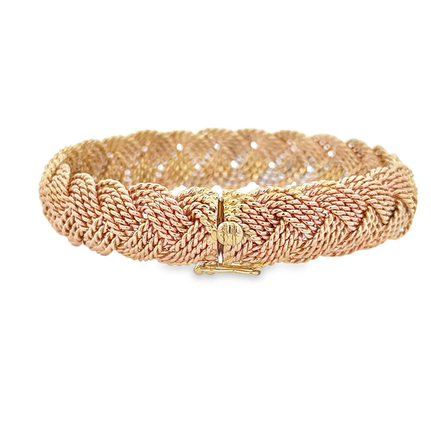 Woven Rope Style Bangle in Yellow Gold