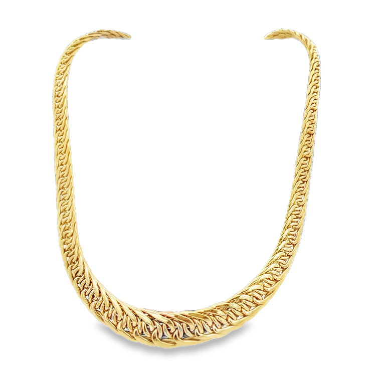 Graduated Fancy Woven Necklace in Yellow Gold