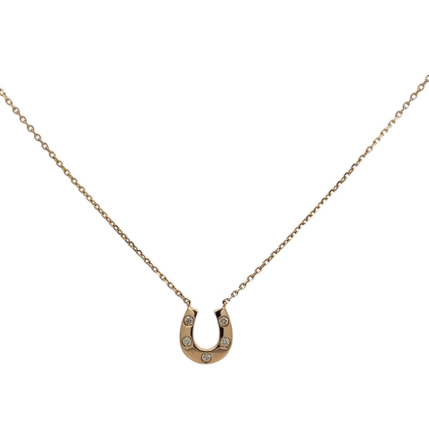 Small Diamond Horseshoe Necklace in Yellow Gold