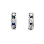 Sapphire and Diamond Hoop Earrings in White Gold