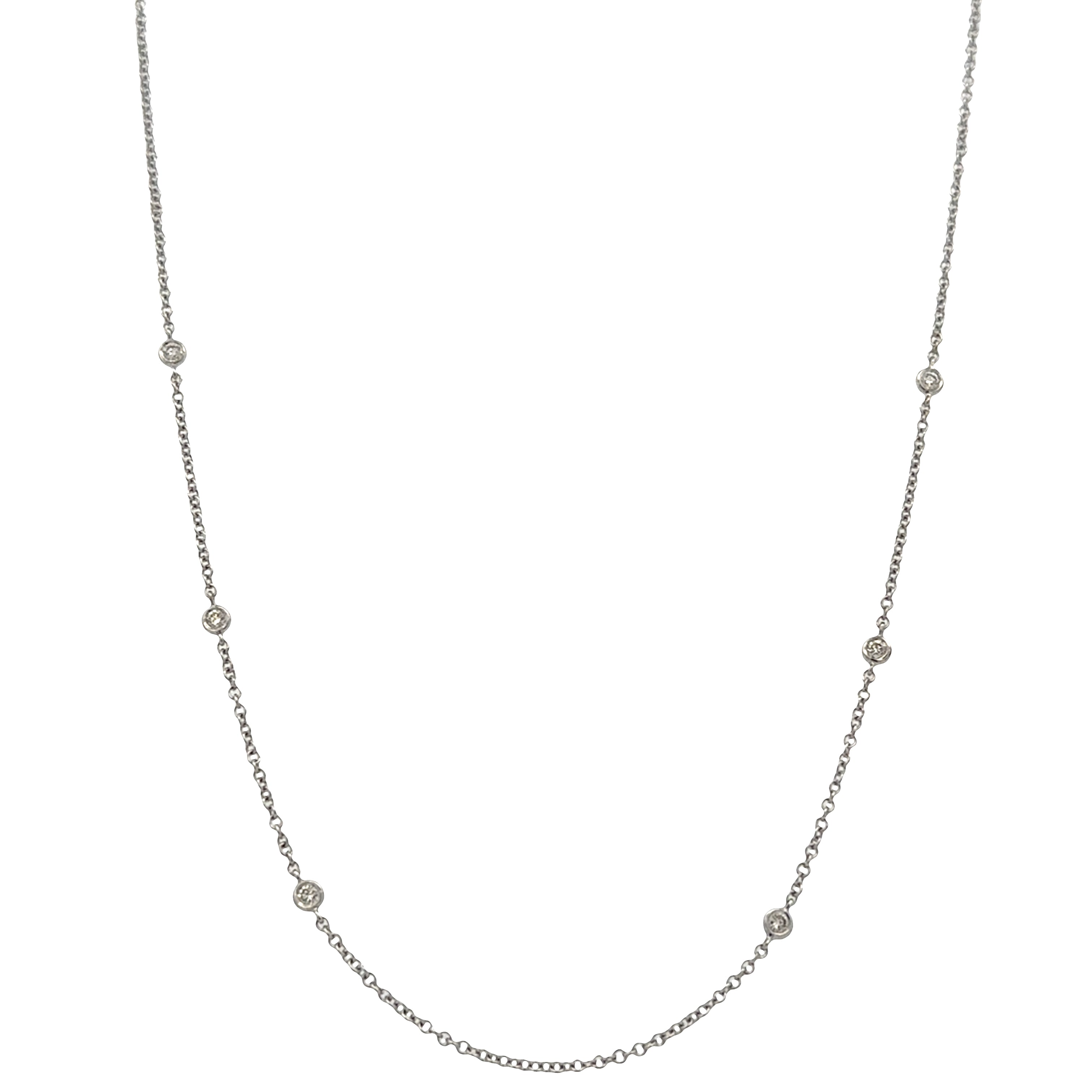 14k White Gold Station Diamond Necklace – 16.5"