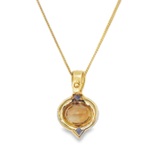 Vintage Citrine and Tanzanite Pendant in 18k Yellow Gold