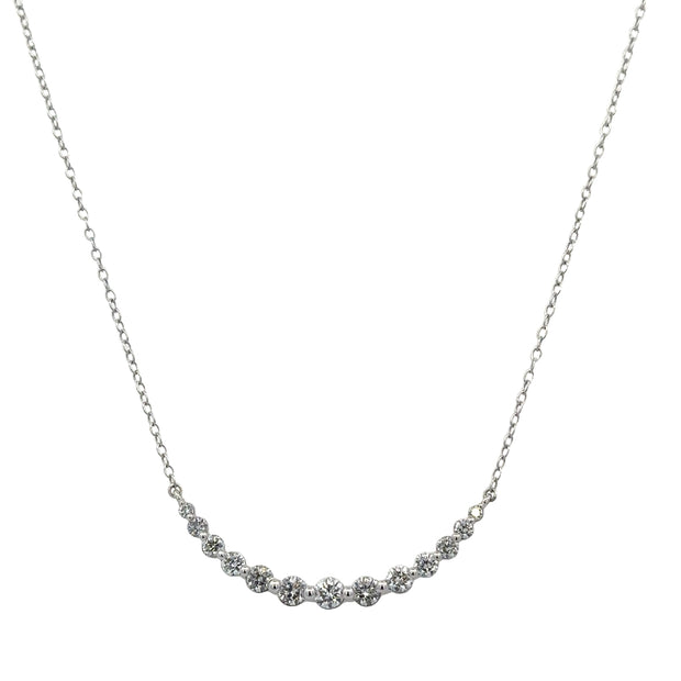 Curved Diamond Necklace in White Gold
