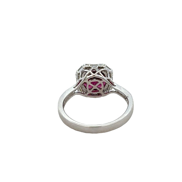 Garnet and Diamond Ring in White Gold