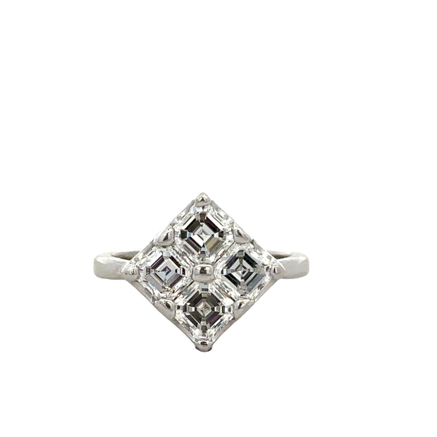 Asscher Cut Diamond Ring in White Gold