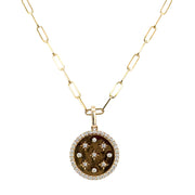 Circular Celestial Diamond Pendant in Yellow Gold