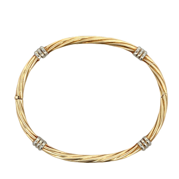 Two Tone Twist bangle Bracelet in 18k Gold