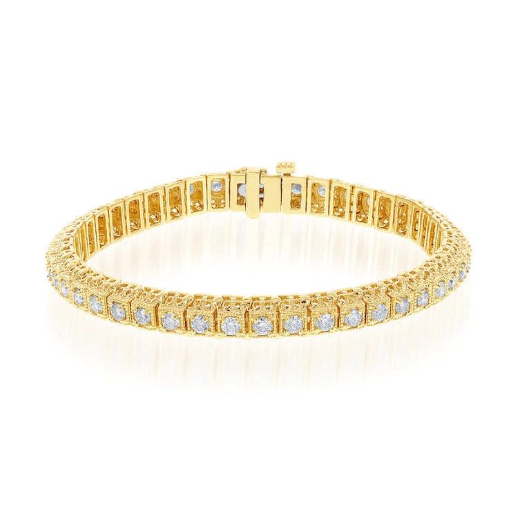 Straight Line Diamond Bracelet in Yellow Gold