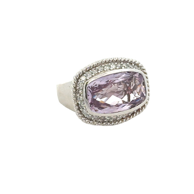 Amethyst and Diamond Ring in White Gold