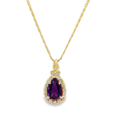 Amethyst and Diamond Pendant in Yellow Gold