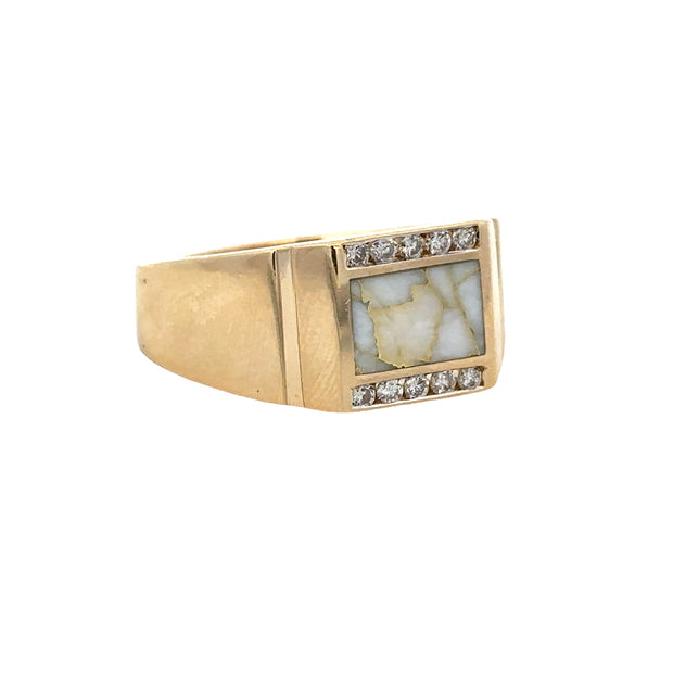 Gold in Quartz Ring in Yellow Gold