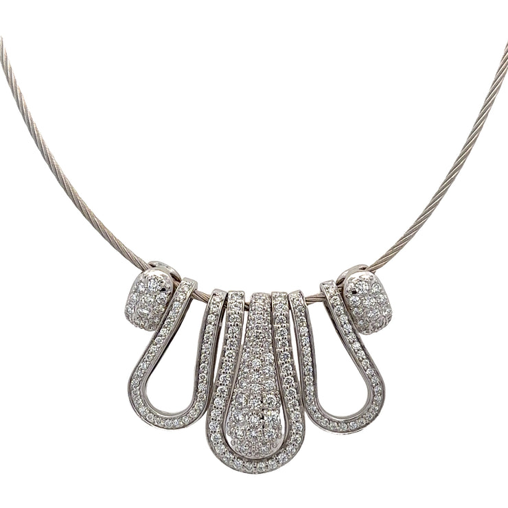 Statement Pave Diamond Necklace in White Gold