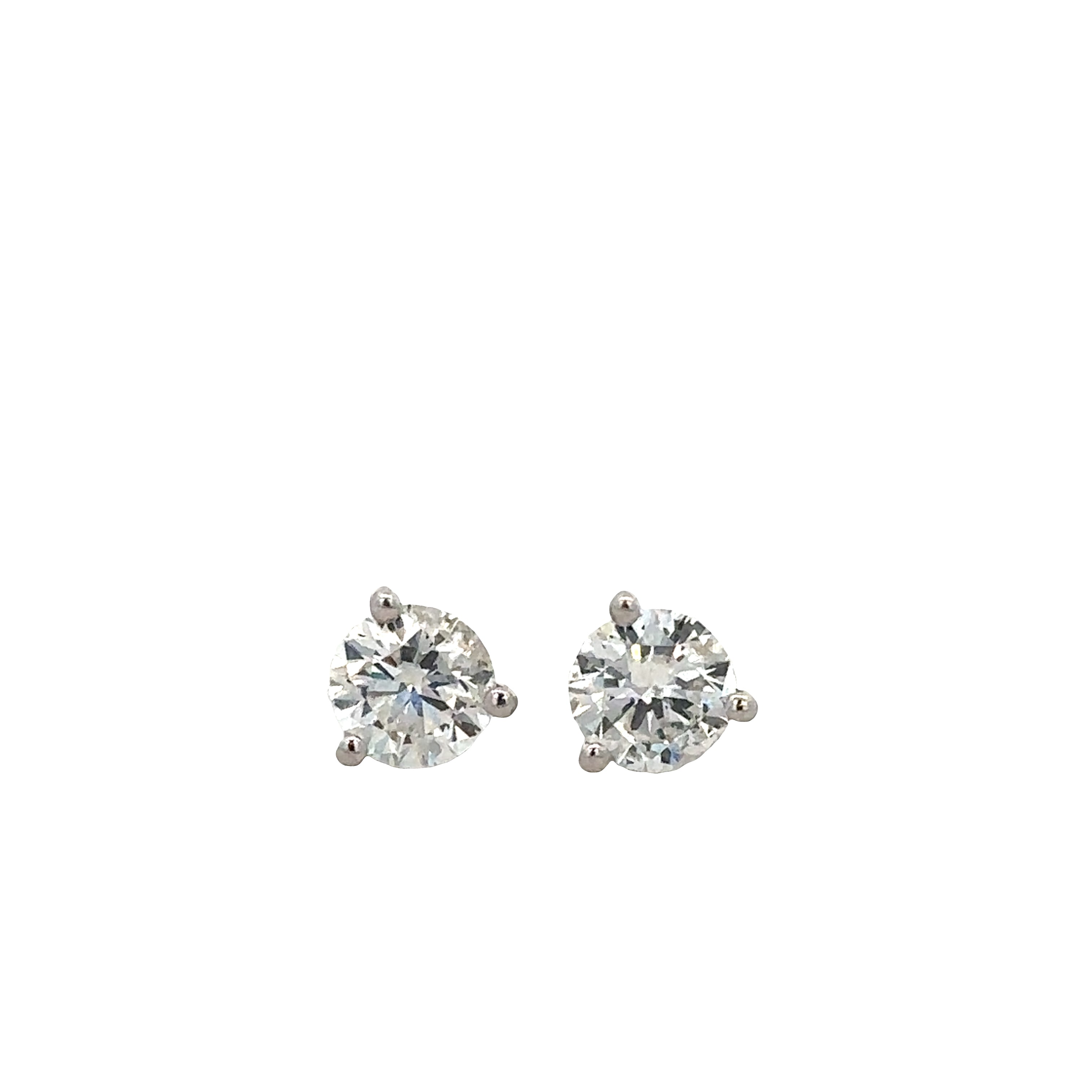 1.42 CTW Round Brilliant Cut Diamond Studs in White Gold