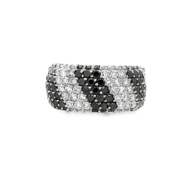Black and White Diamond Band in White Gold