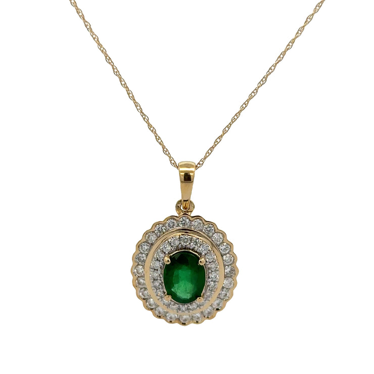 Emerald and Diamond Pendant in Yellow Gold