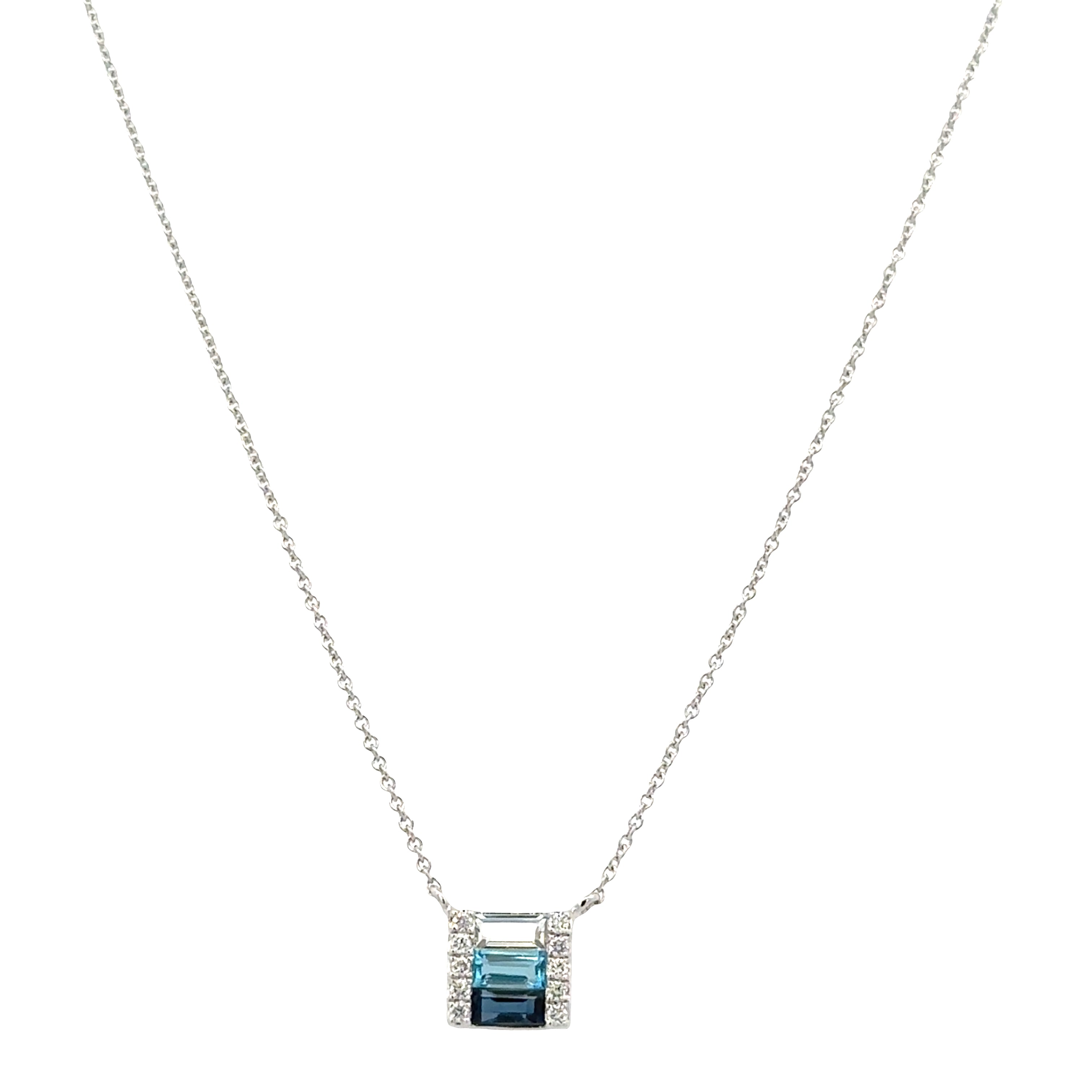 14k White Gold Topaz & Diamond Necklace – 18"