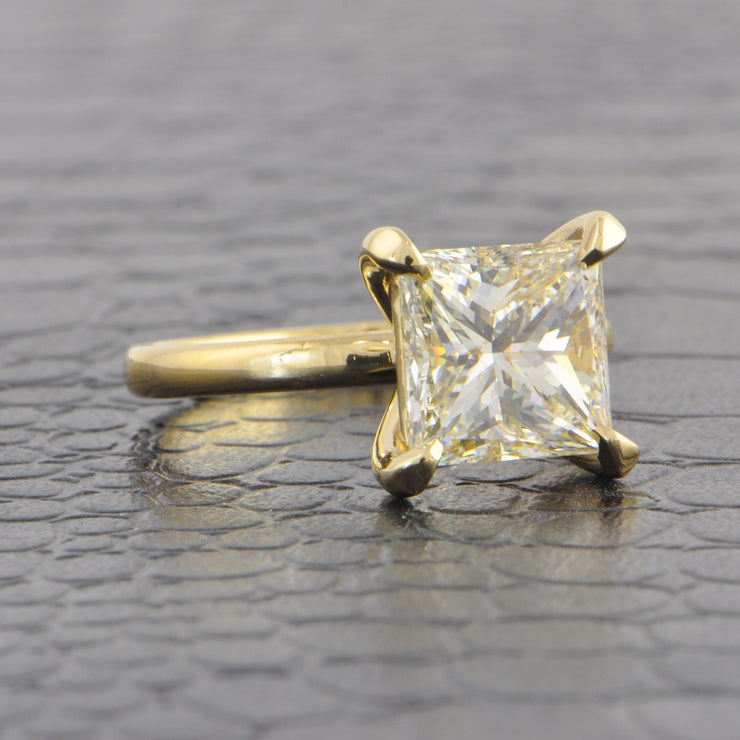 3.59 ct. Princess Cut Diamond Engagement Ring in Yellow Gold