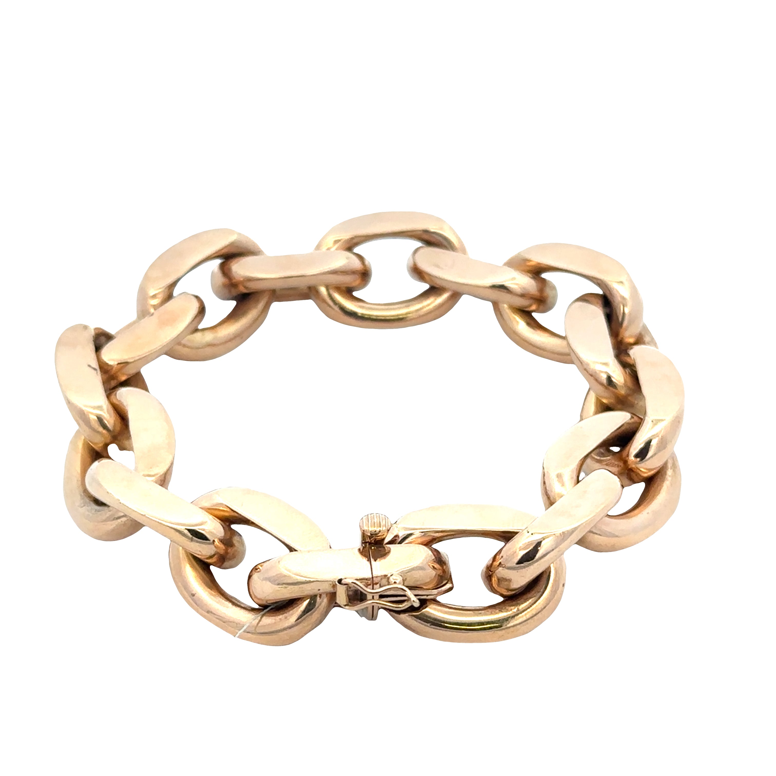 18k Rose Gold Chunky Geometric Link Bracelet – 55.2 Grams, 9" Long
