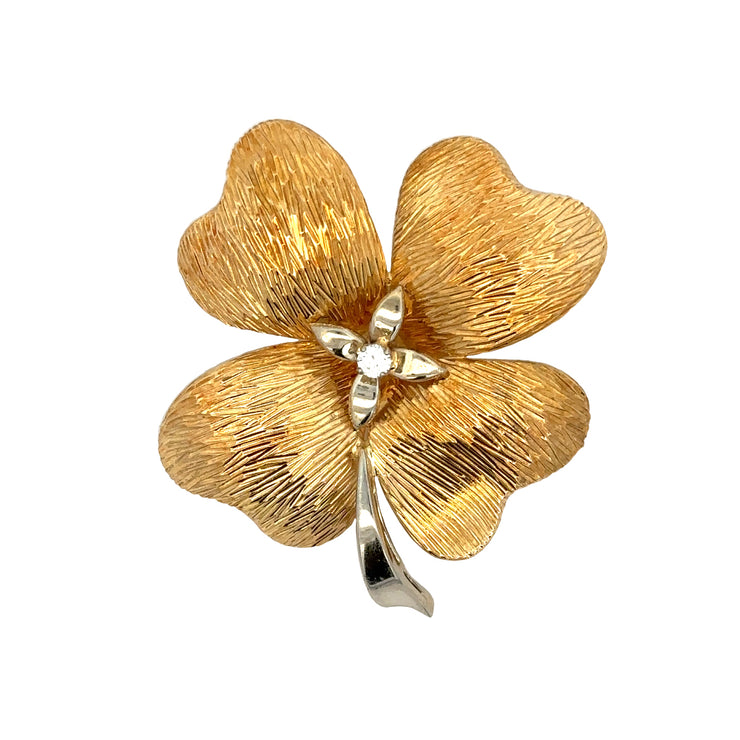 Vintage Mid-century Flower Brooch in 18k Gold