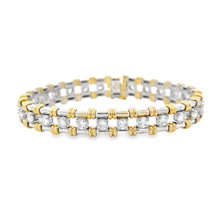 Two Tone Diamond Bracelet in 18k Gold