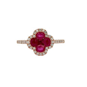 Ruby and Diamond Quatrefoil Ring in Rose Gold