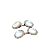 Antique Art Deco Moonstone and Diamond Cuff Links in Yellow Gold and Platinum