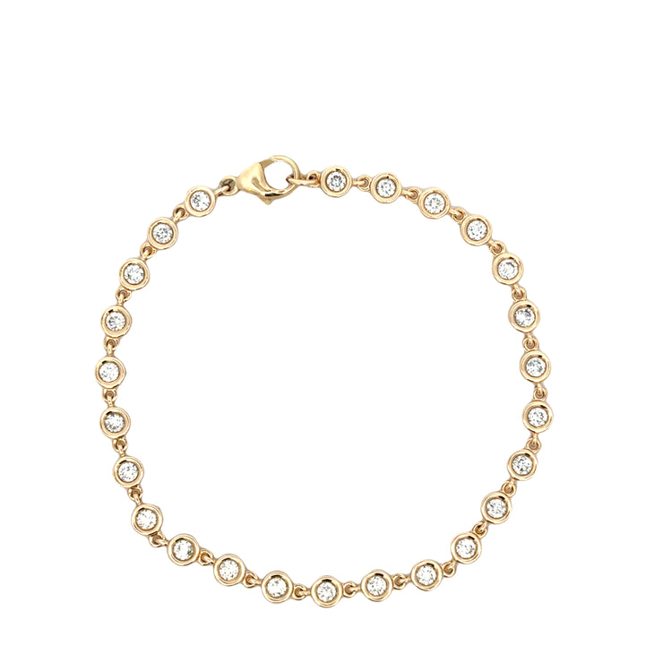 Bezel Set Diamond Bracelet in Yellow Gold