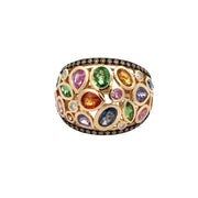 Multicolored Sapphire Dome Ring in Yellow Gold