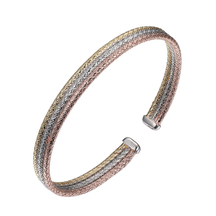 Sterling Silver Tricolor Mesh Cuff