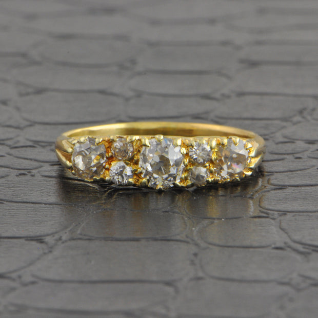 Antique Edwardian Old Mine Cut Diamond Band in 18k Yellow Gold