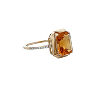 Citrine and Diamond Ring in Yellow Gold