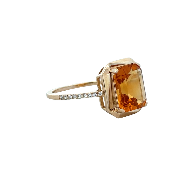 Citrine and Diamond Ring in Yellow Gold