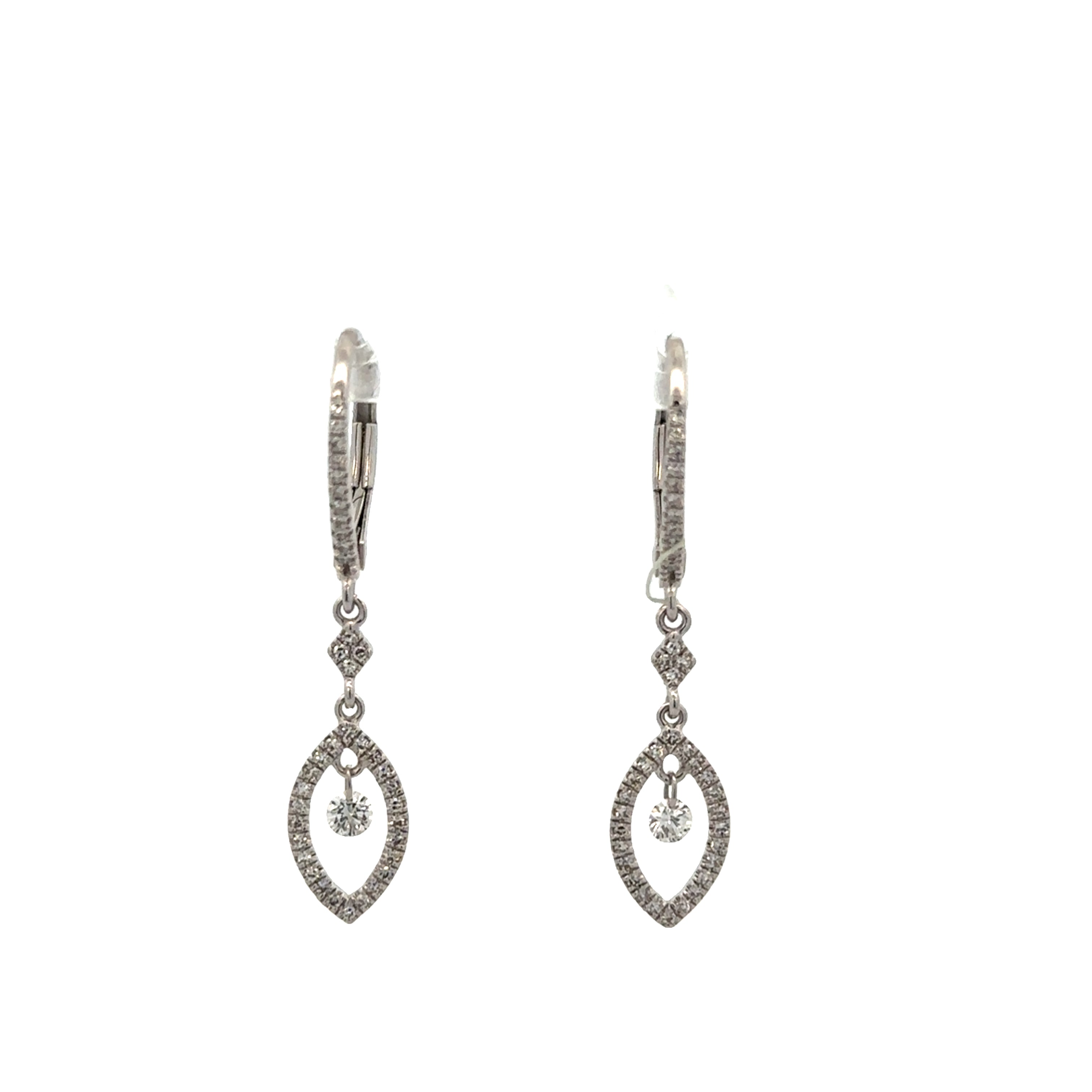 Modern Diamond Drop Earrings in White Gold