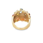 Multicolored Sapphire and Diamond Ring in Yellow Gold