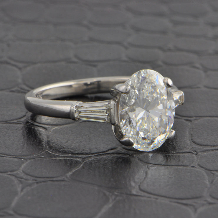 GIA 3.01 ct. E-SI1 Oval Cut Diamond Engagement Ring